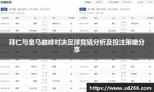 拜仁与皇马巅峰对决足球竞猜分析及投注策略分享